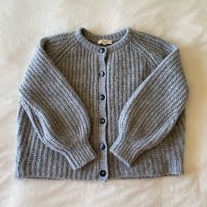 EUC Sezane Emile Chunky Gray Ribbed Knit Cardigan
